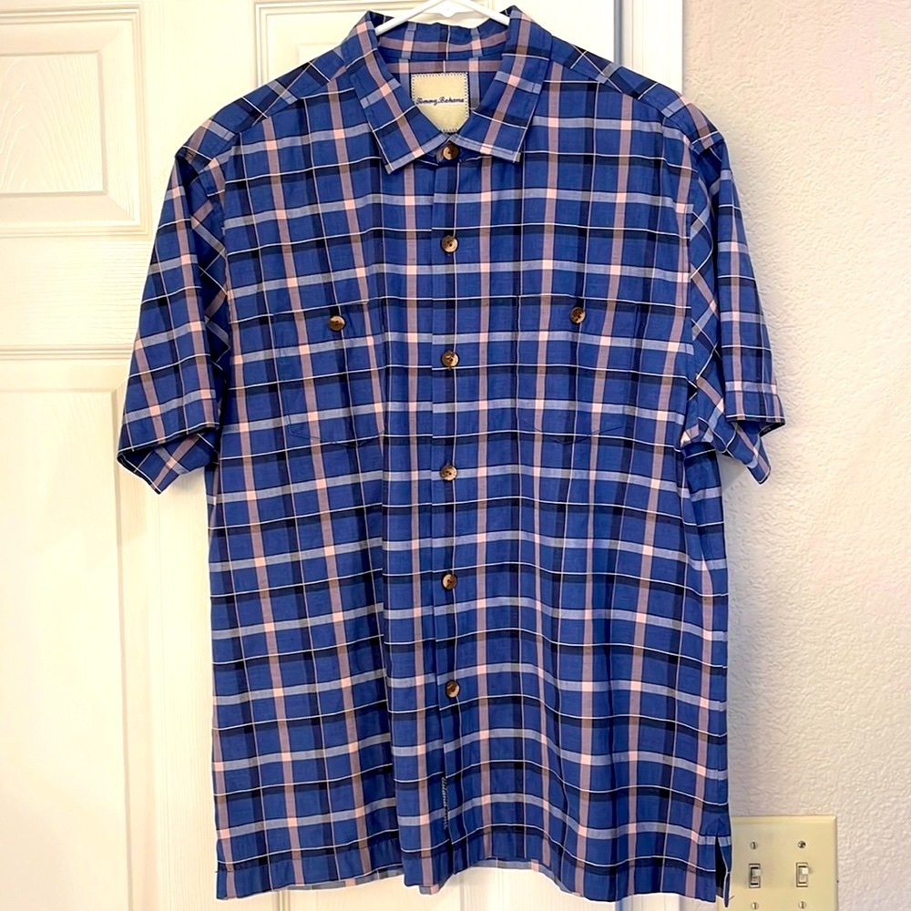 NWOT Tommy Bahama Plaid Camp Shirt Size Large